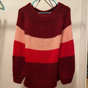 F21 Red & Pink off-the-shoulder sweater